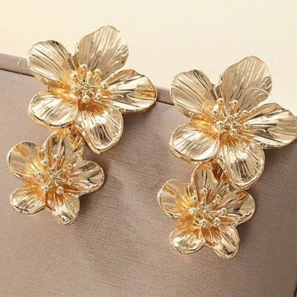 3for$20 1pair Fresh Five-Petal Flower Double Layer Earrings